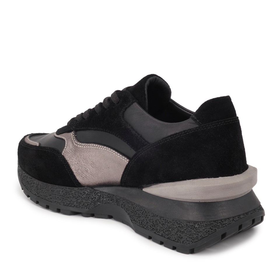 Zeytuk Siyah Hakiki Deri Kadın Sneakers