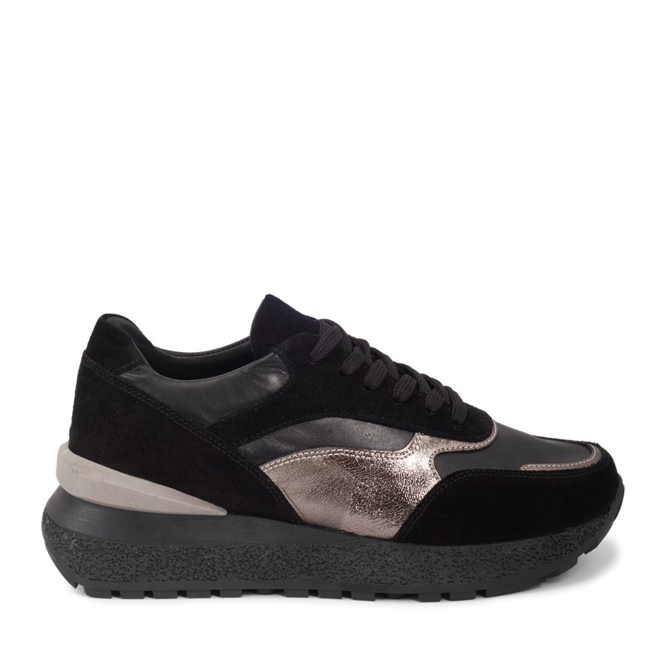 Zeytuk Siyah Hakiki Deri Kadın Sneakers