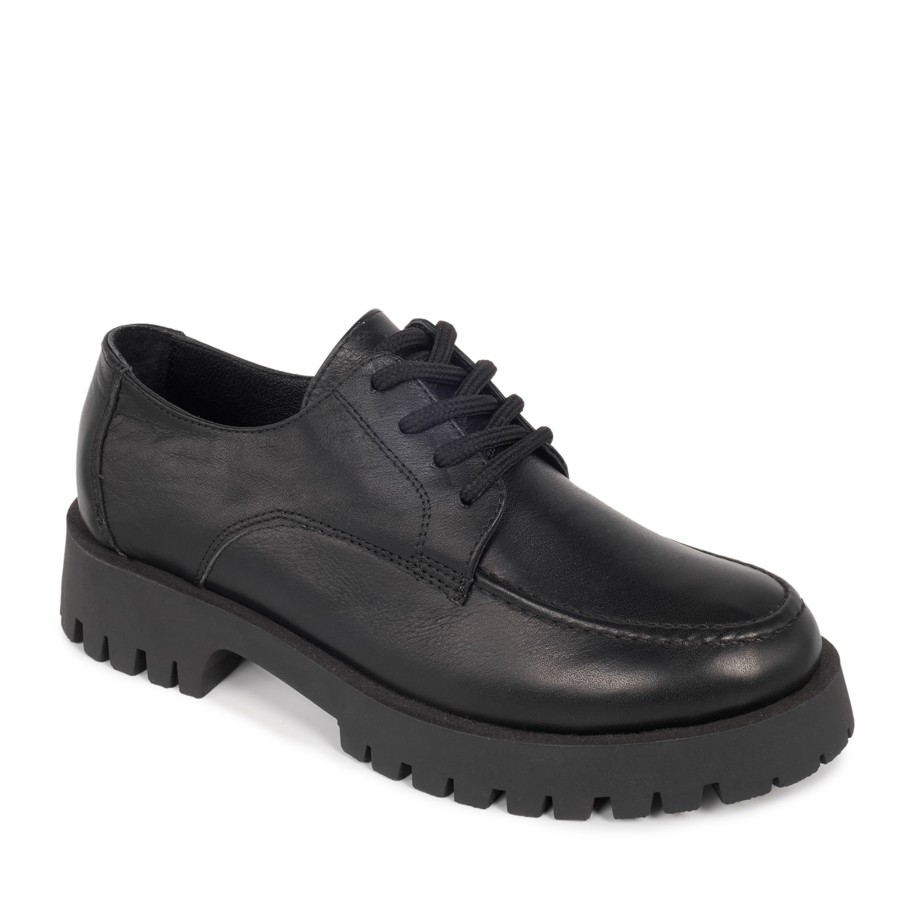 Zeytuk Siyah Hakiki Deri Loafer Kadın Ayakkabı 