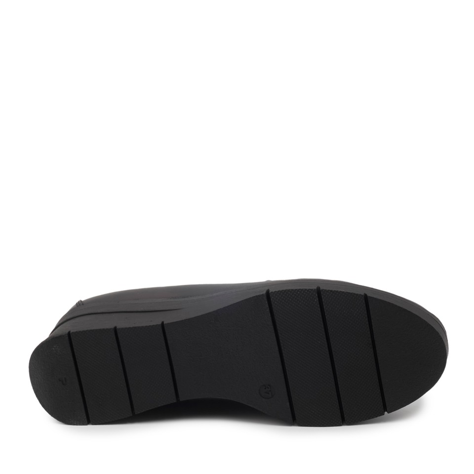 Zeytuk Siyah Hakiki Deri Loafer Kadın Ayakkabı 