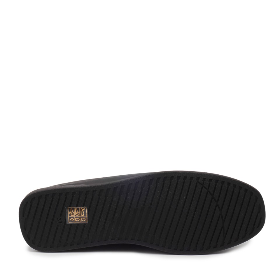 Zeytuk Siyah Hakiki Deri Loafer Kadın Ayakkabı 