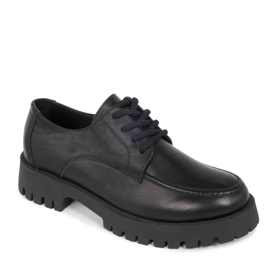 Zeytuk Siyah Hakiki Deri Loafer Kadın Ayakkabı