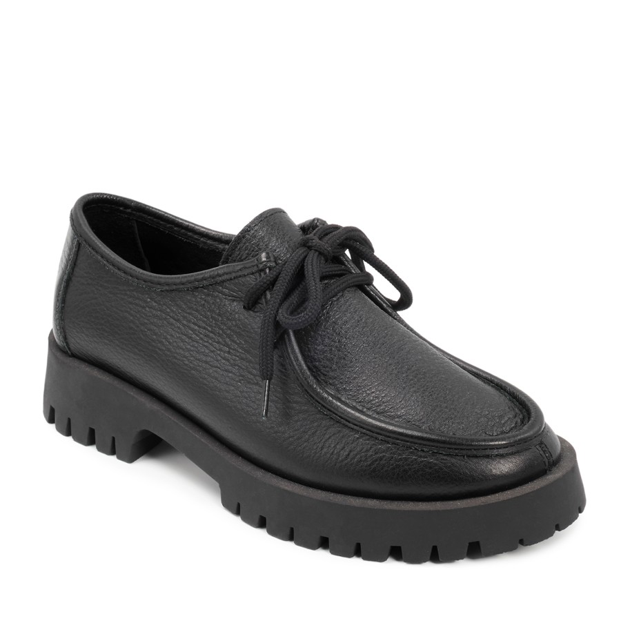 Zeytuk Siyah Hakiki Deri Loafer Kadın Ayakkabı 