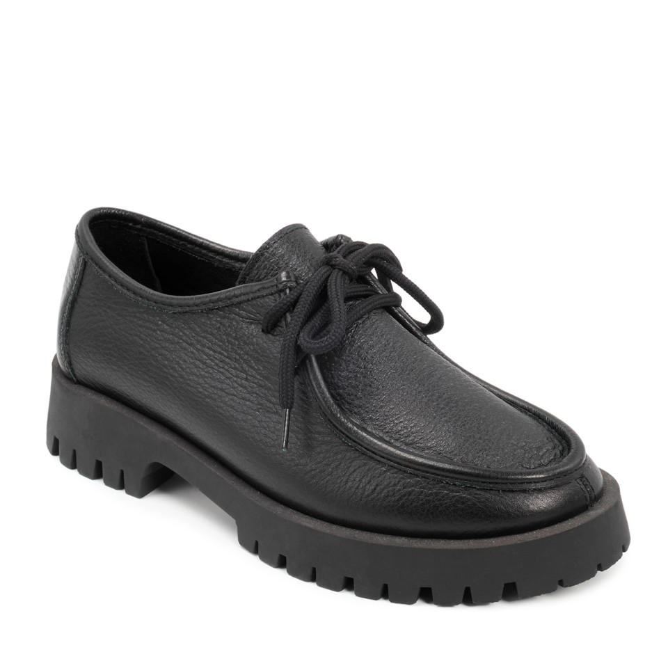 Zeytuk Siyah Hakiki Deri Loafer Kadın Ayakkabı