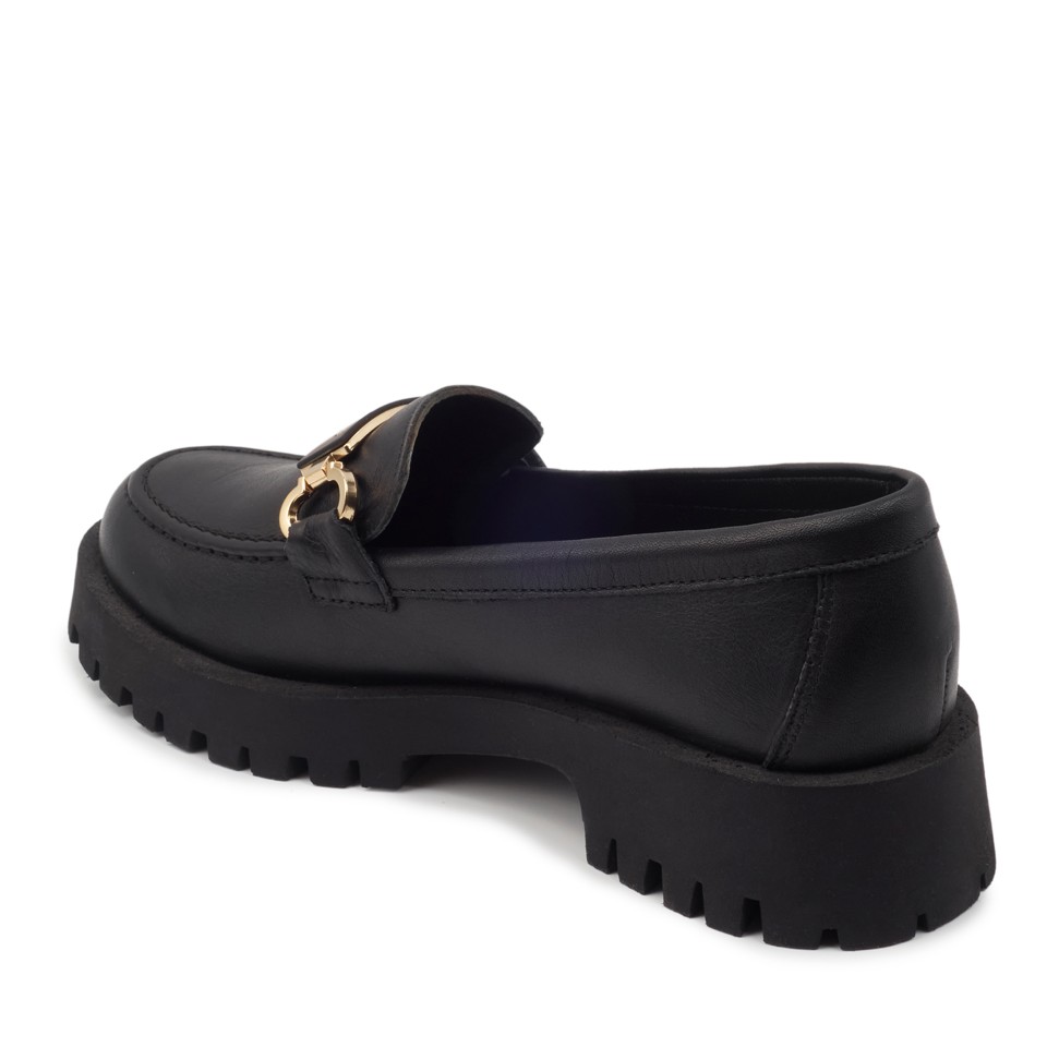 Zeytuk Siyah Hakiki Deri Loafer Kadın Ayakkabı