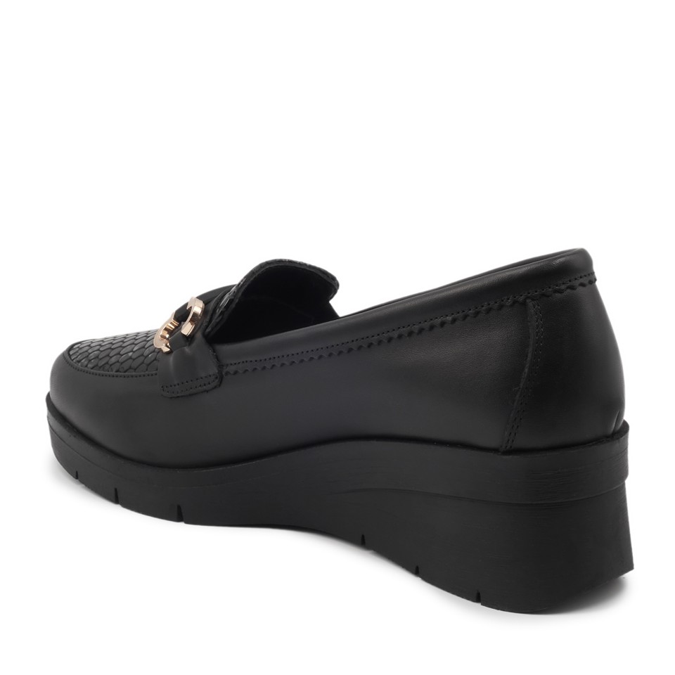 Zeytuk Siyah Hakiki Deri Loafer Kadın Ayakkabı