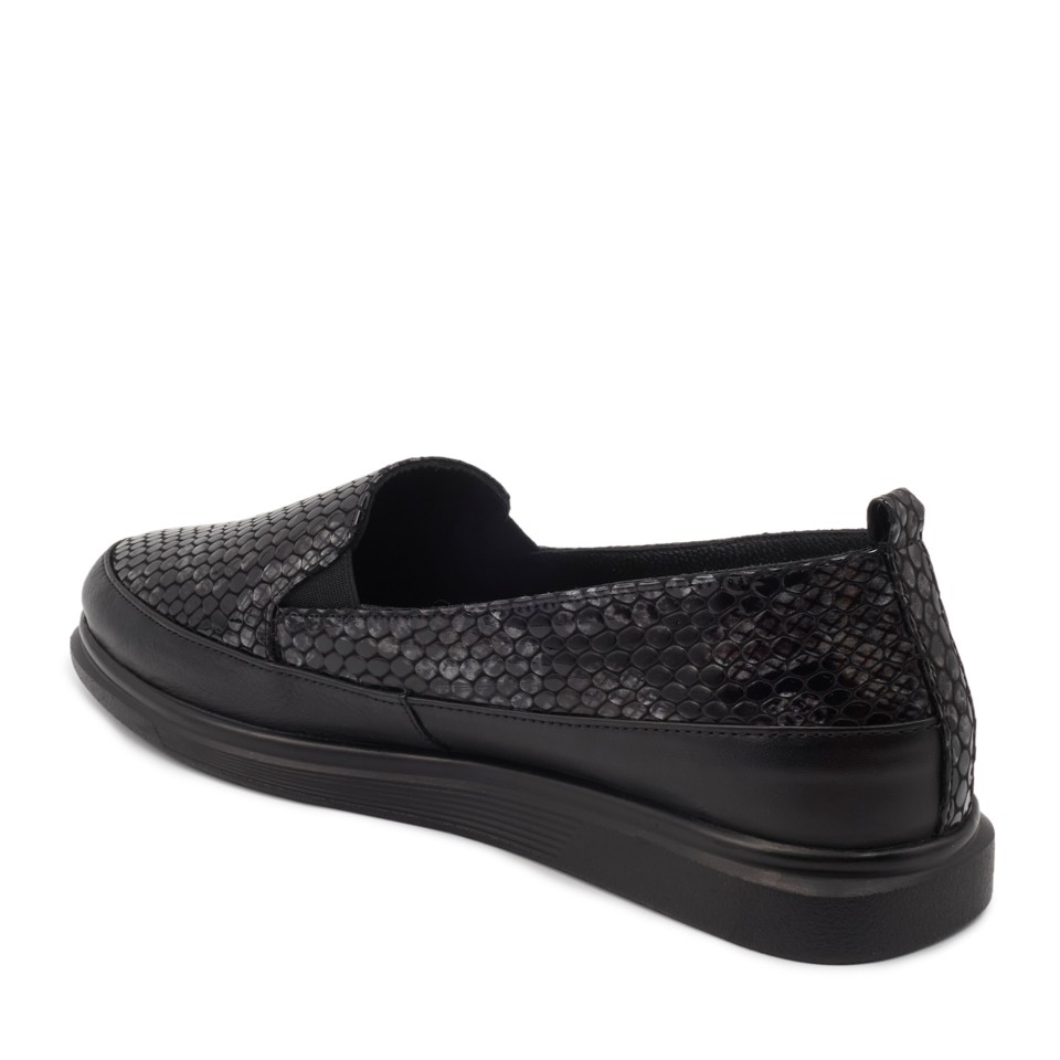 Zeytuk Siyah Hakiki Deri Loafer Kadın Ayakkabı