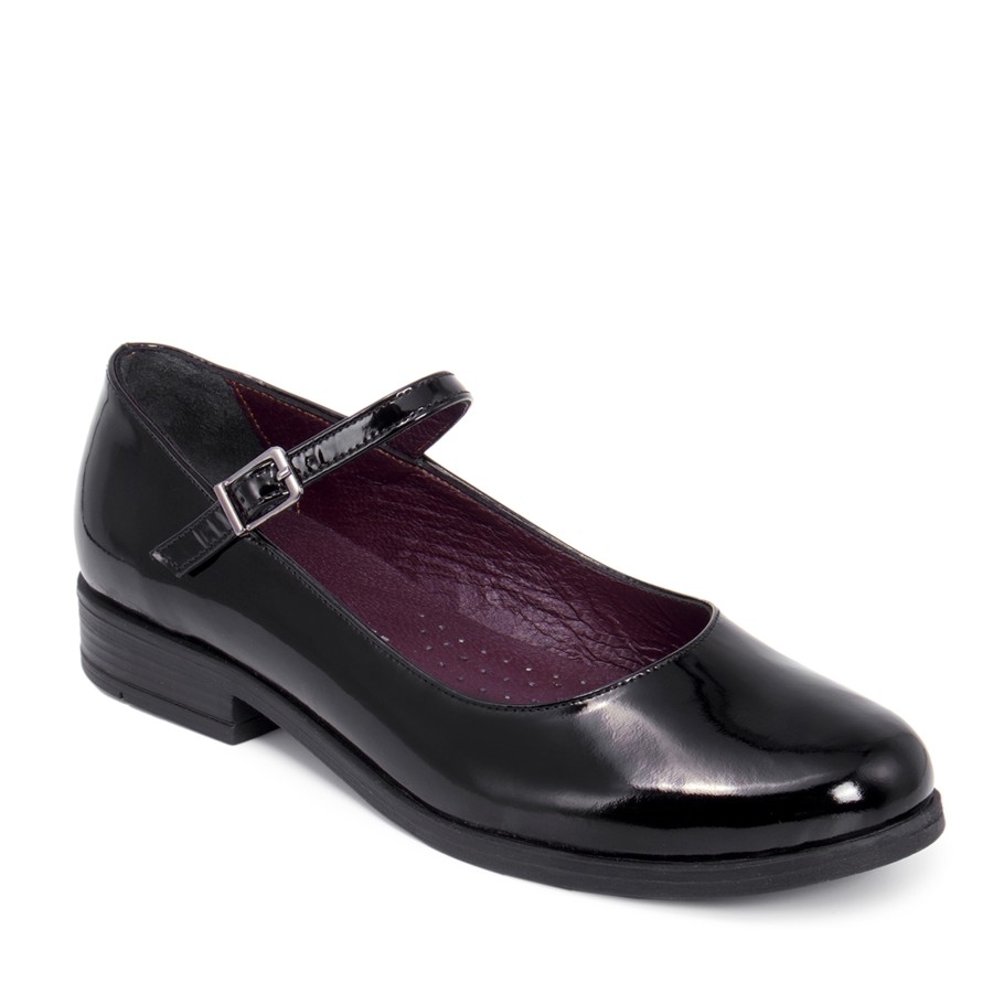 Zeytuk Siyah Hakiki Deri Mary Jane Kadın Ayakkabı