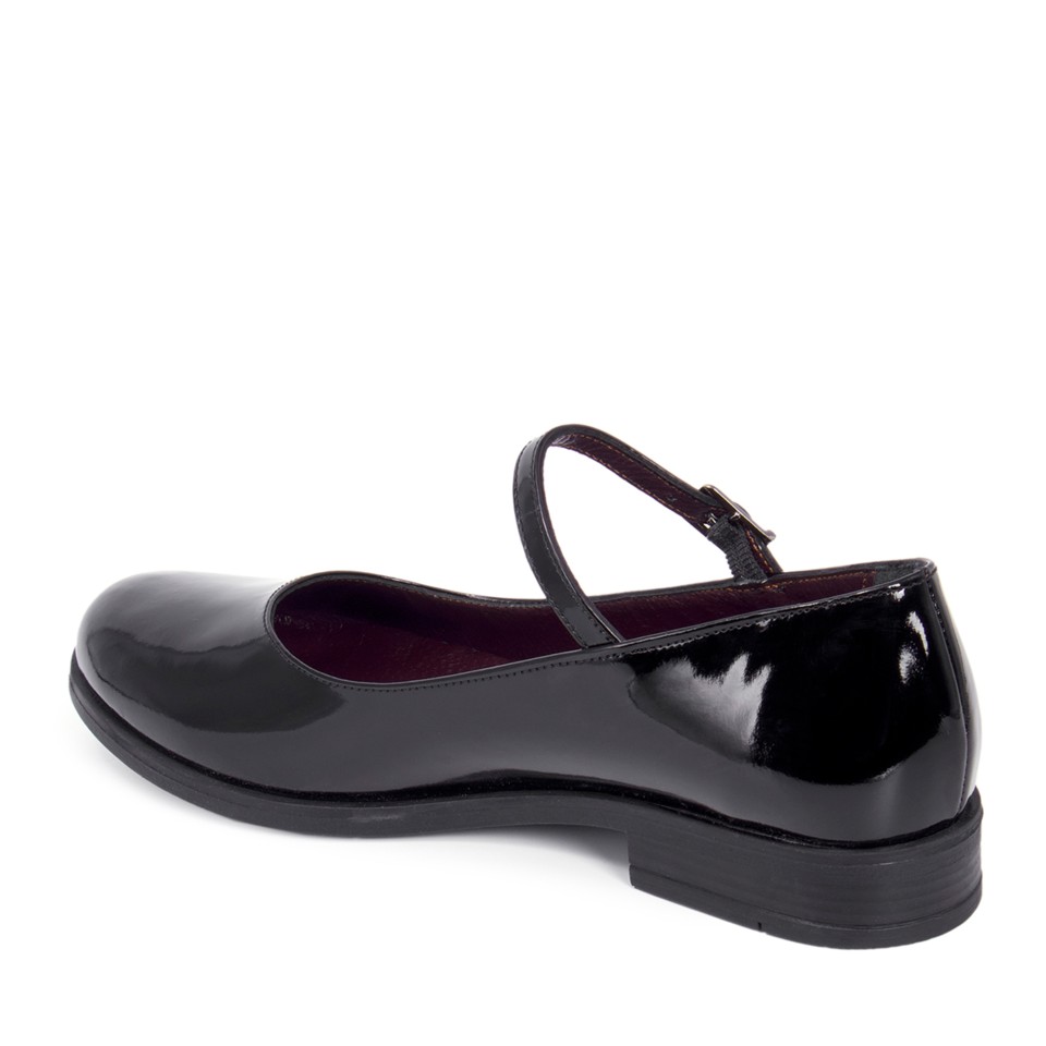 Zeytuk Siyah Hakiki Deri Mary Jane Kadın Ayakkabı