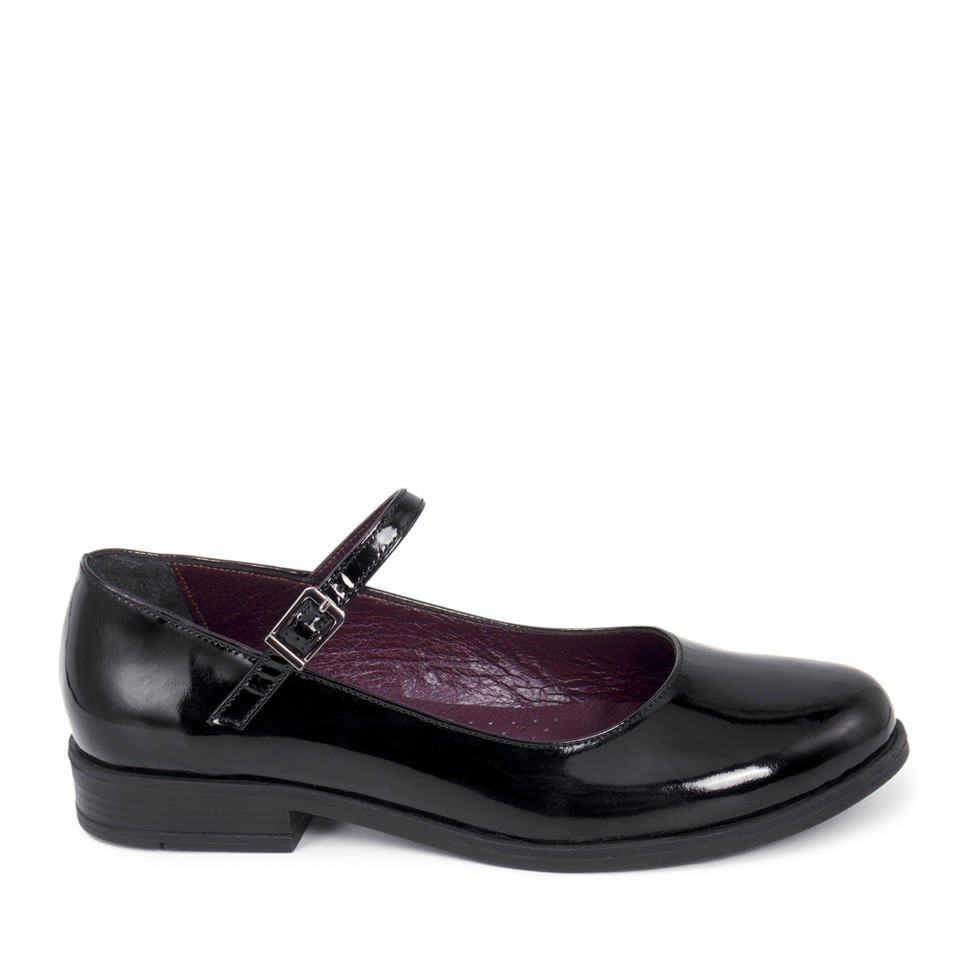 Zeytuk Siyah Hakiki Deri Mary Jane Kadın Ayakkabı