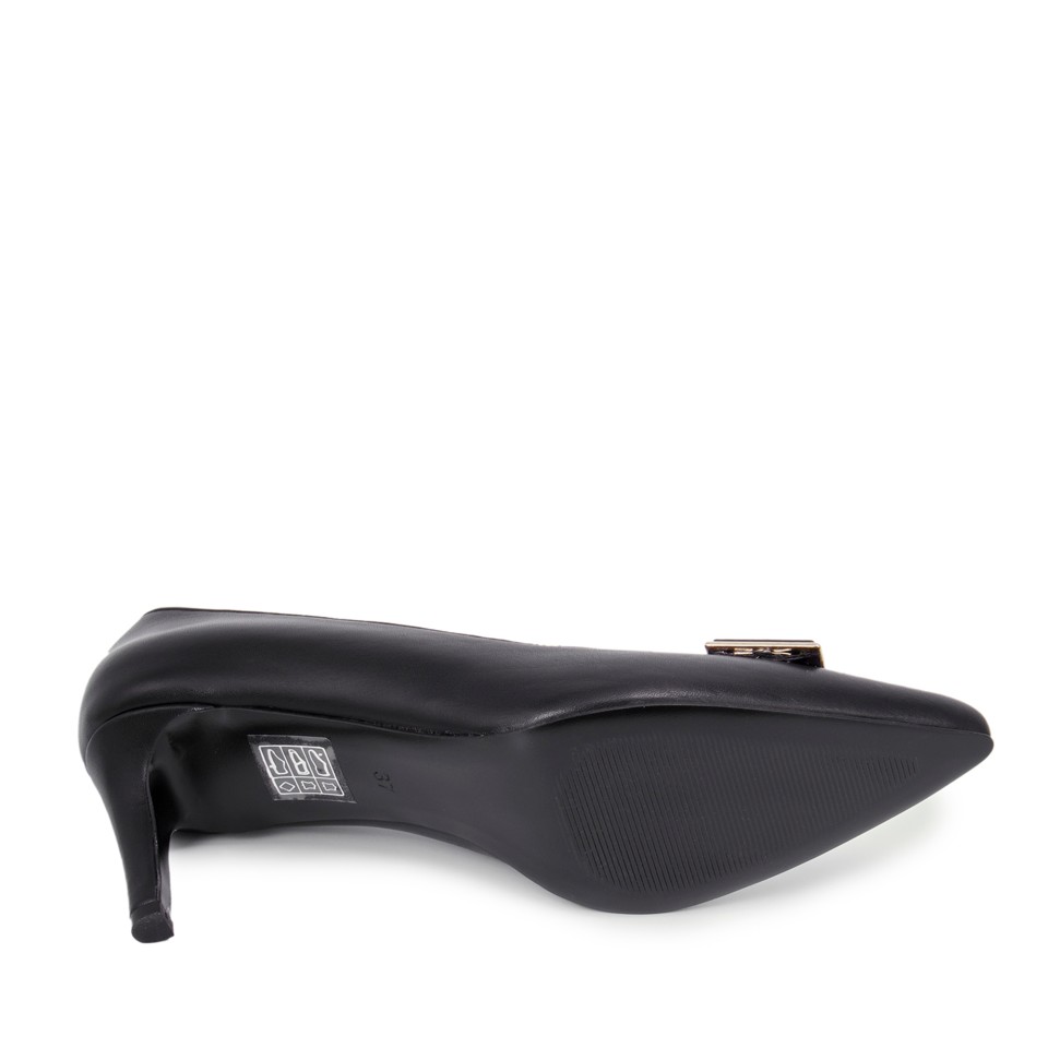 Zeytuk Siyah Hakiki Deri Topuklu Kadın Ayakkabı 