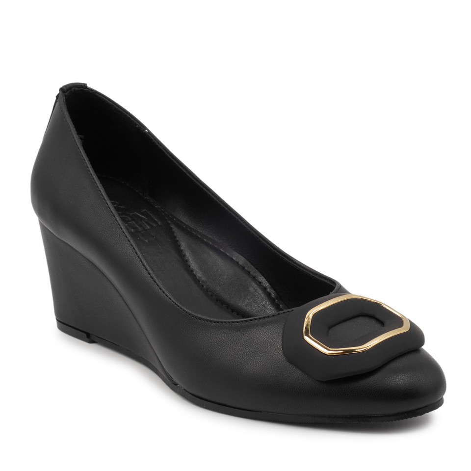 Zeytuk Siyah Hakiki Deri Topuklu Kadın Ayakkabı 