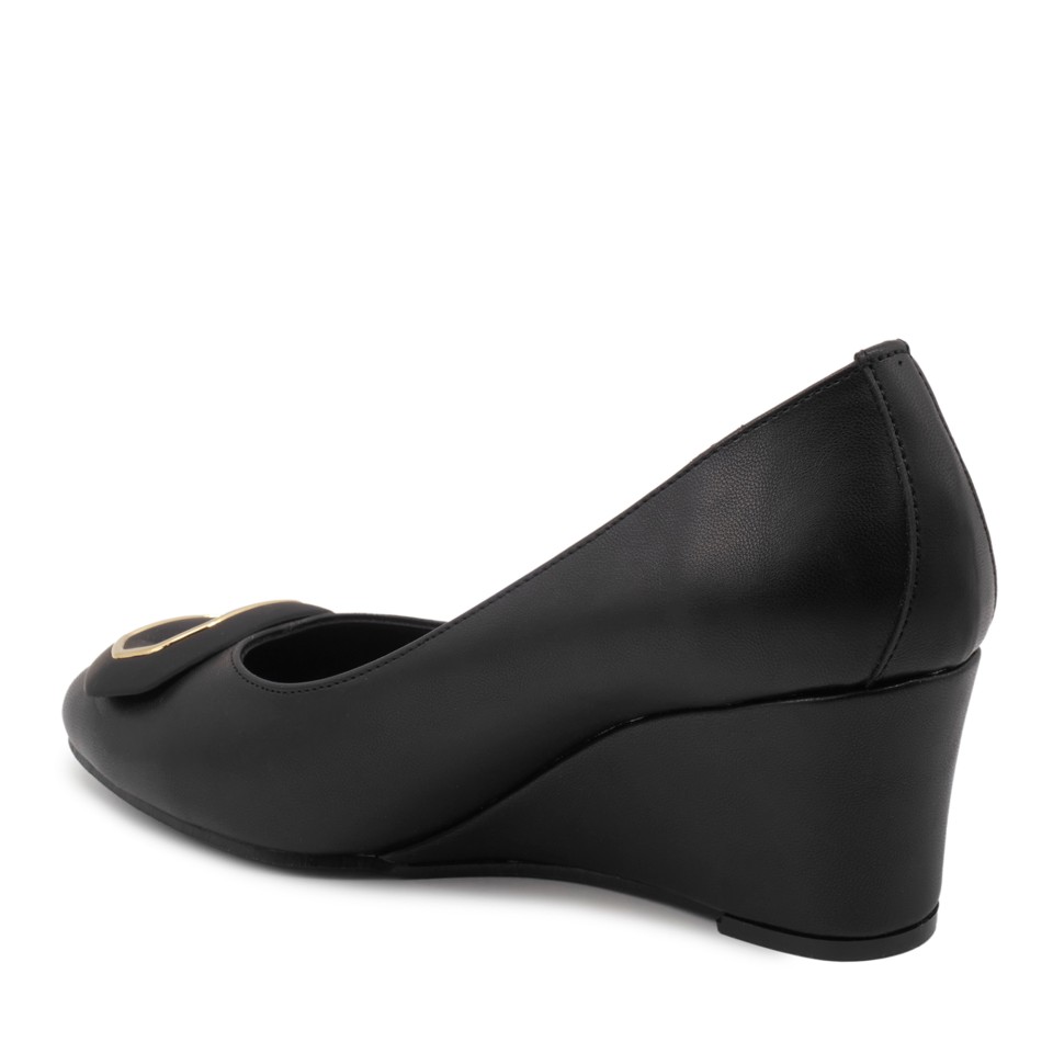 Zeytuk Siyah Hakiki Deri Topuklu Kadın Ayakkabı 