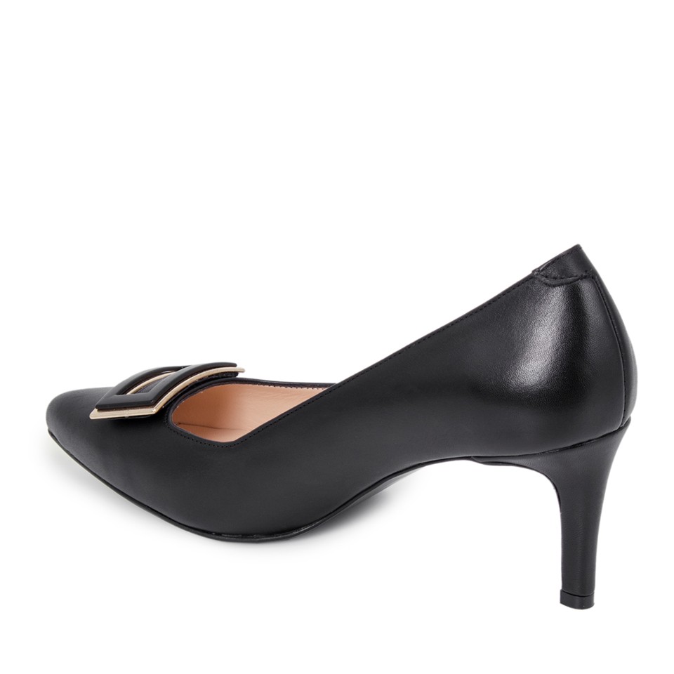 Zeytuk Siyah Hakiki Deri Topuklu Kadın Ayakkabı