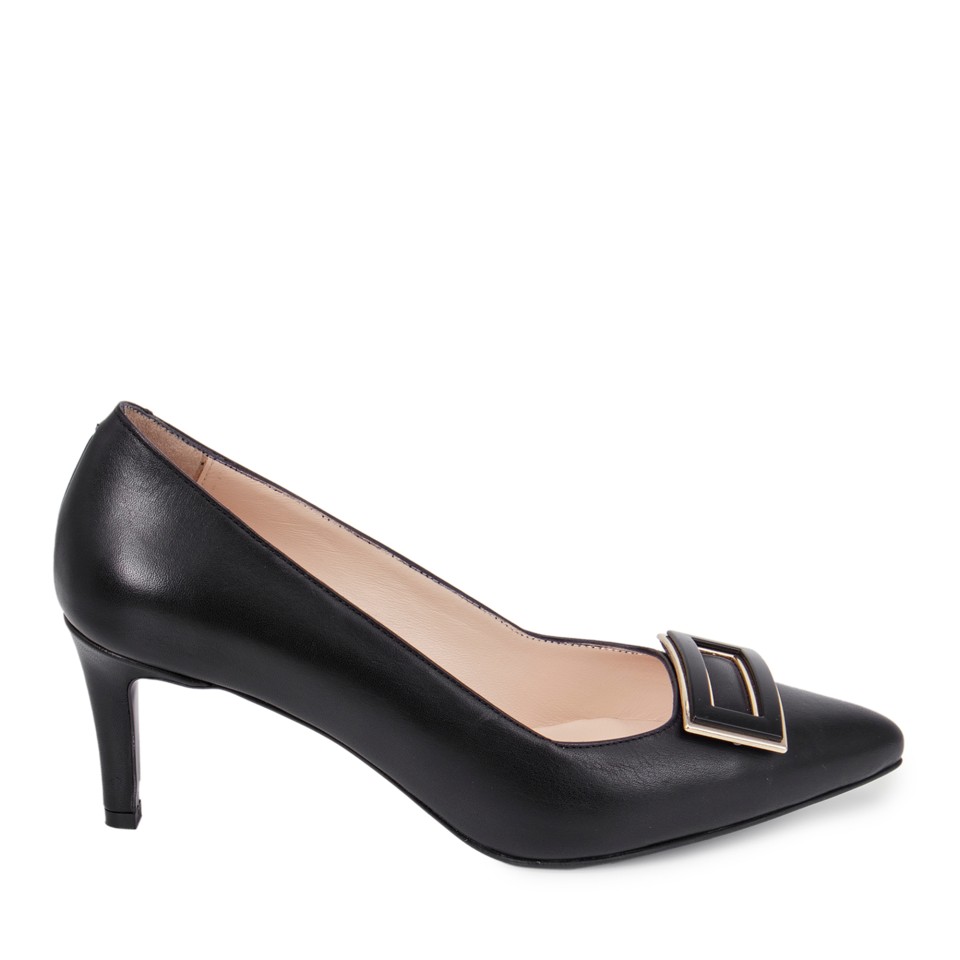 Zeytuk Siyah Hakiki Deri Topuklu Kadın Ayakkabı