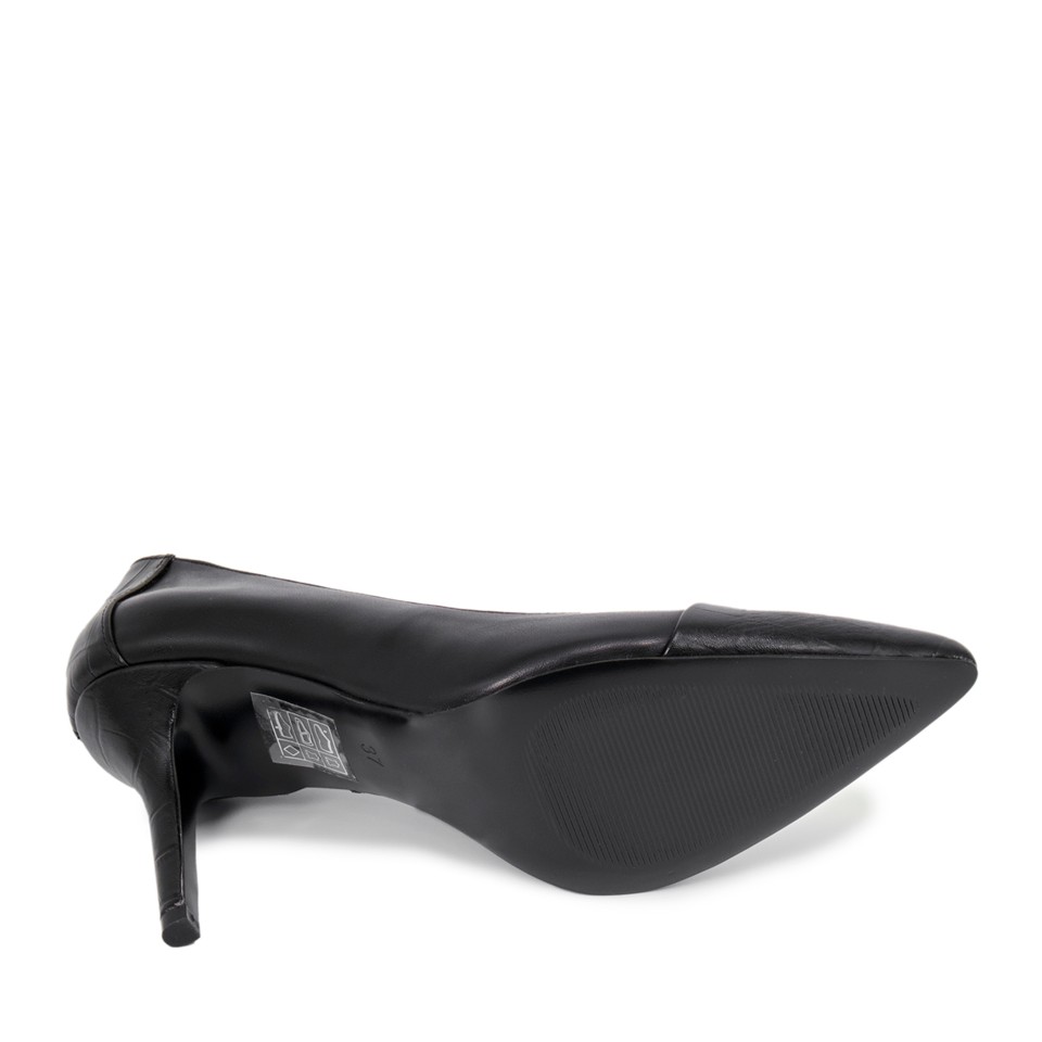 Zeytuk Siyah Hakiki Deri Topuklu Kadın Ayakkabı