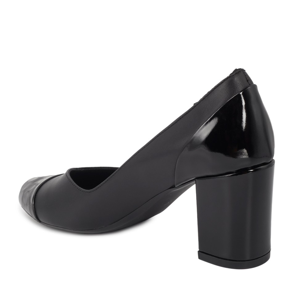 Zeytuk Siyah Hakiki Deri Topuklu Kadın Ayakkabı