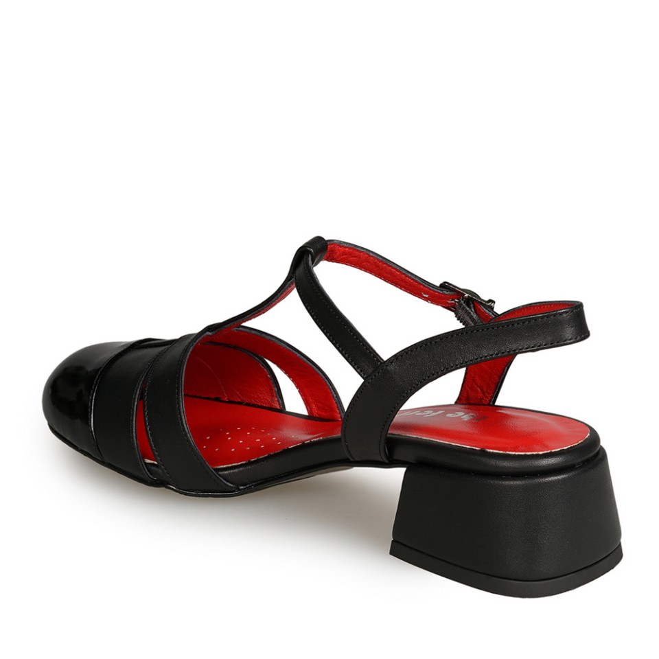 Zeytuk Siyah Kalın Topuklu Deri Kadın Ayakkabı