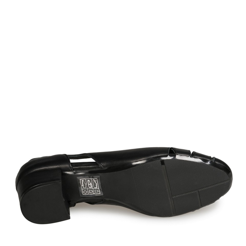 Zeytuk Siyah Kalın Topuklu Deri Kadın Ayakkabı