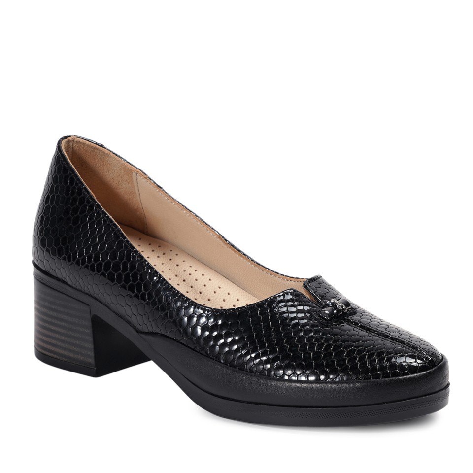 Zeytuk Siyah Kalın Topuklu Hakiki Deri Kadın Ayakkabı