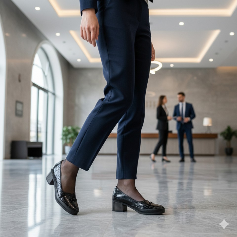 Zeytuk Siyah Kalın Topuklu Hakiki Deri Kadın Ayakkabı