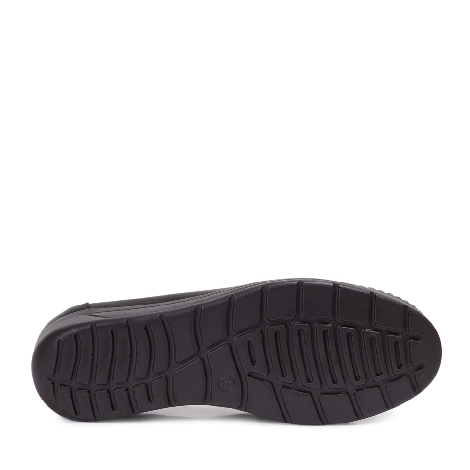 Zeytuk Siyah Kalın Topuklu Hakiki Deri Kadın Ayakkabı