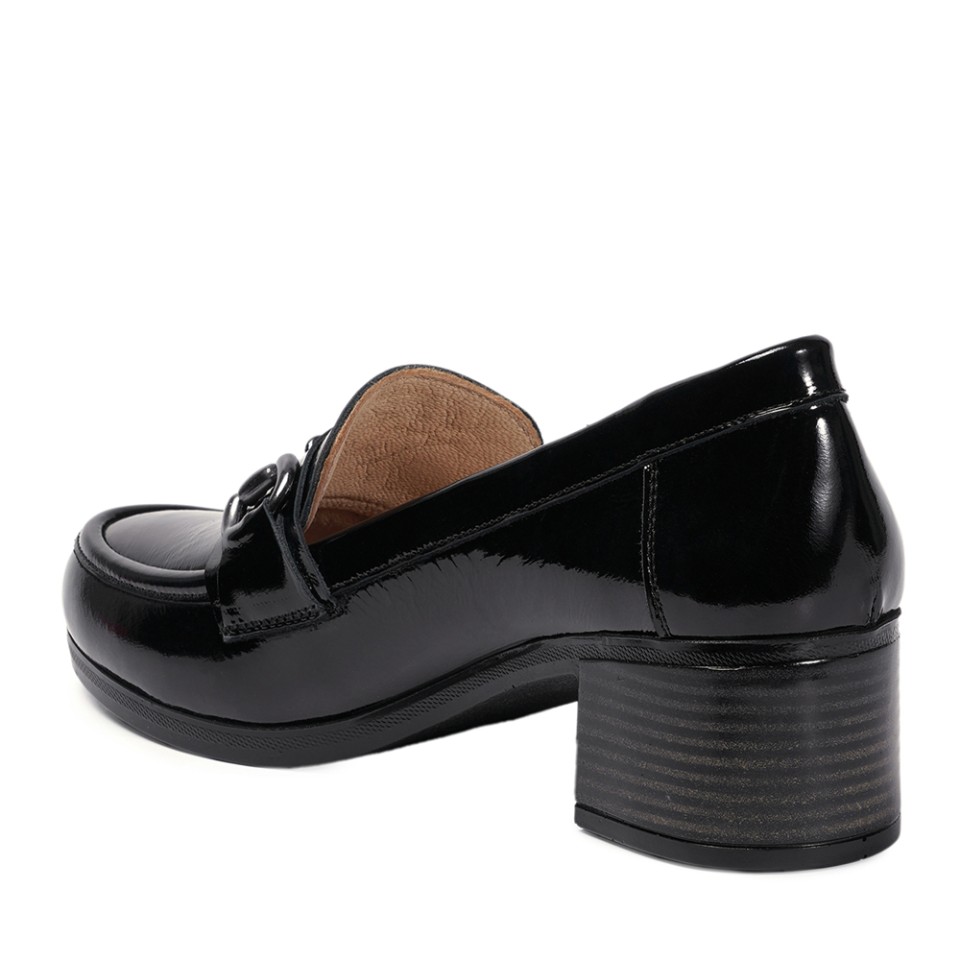 Zeytuk Siyah Kalın Topuklu Rugan Deri Kadın Ayakkabı