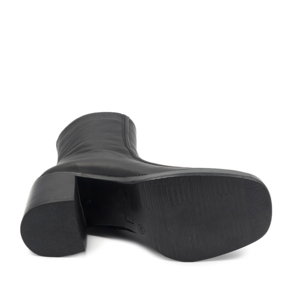 Zeytuk Siyah Klasik Deri Kadın Bot