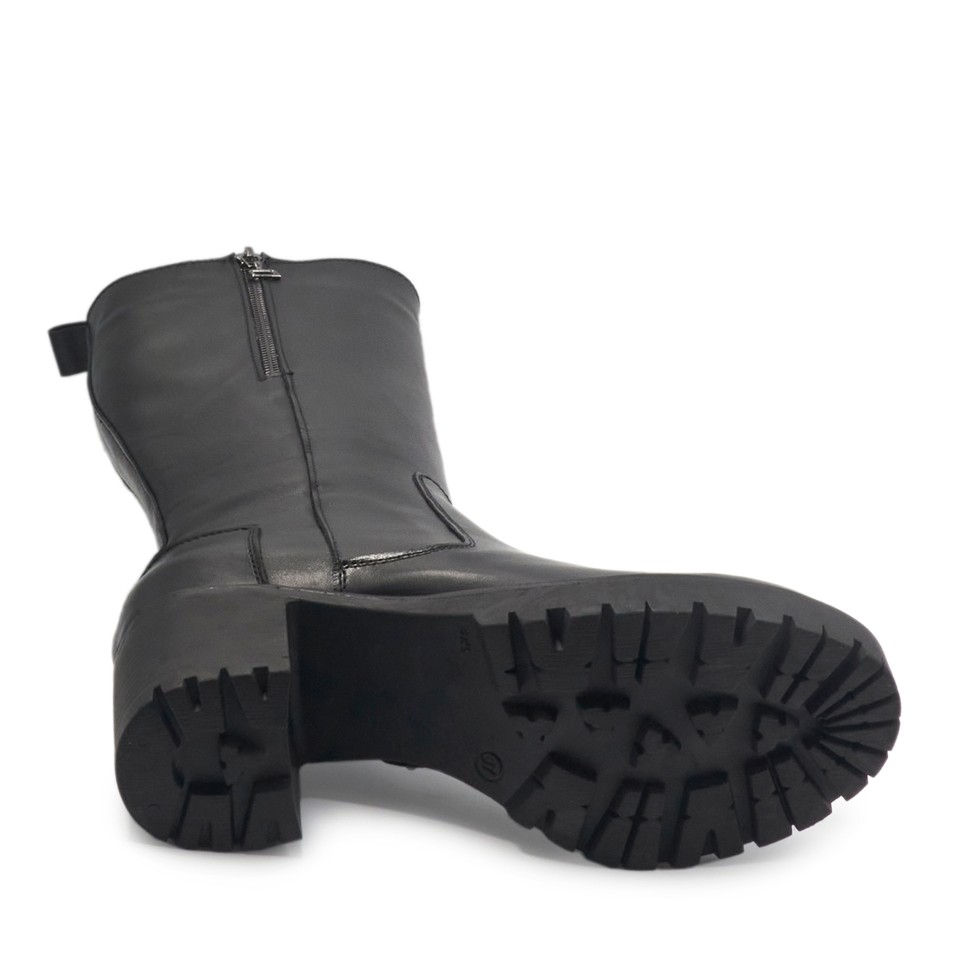 Zeytuk Siyah Klasik Deri Kadın Çizme