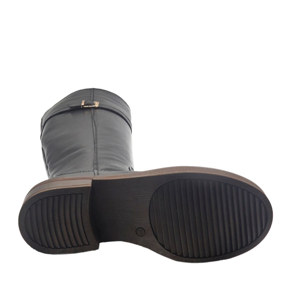 Zeytuk Siyah Klasik Deri Kadın Çizme