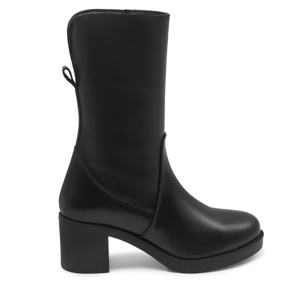 Zeytuk Siyah Klasik Deri Kadın Çizme