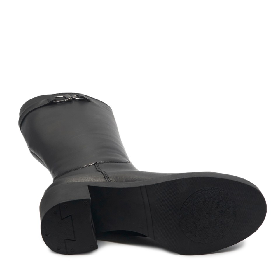 Zeytuk Siyah Klasik Deri Kadın Çizme