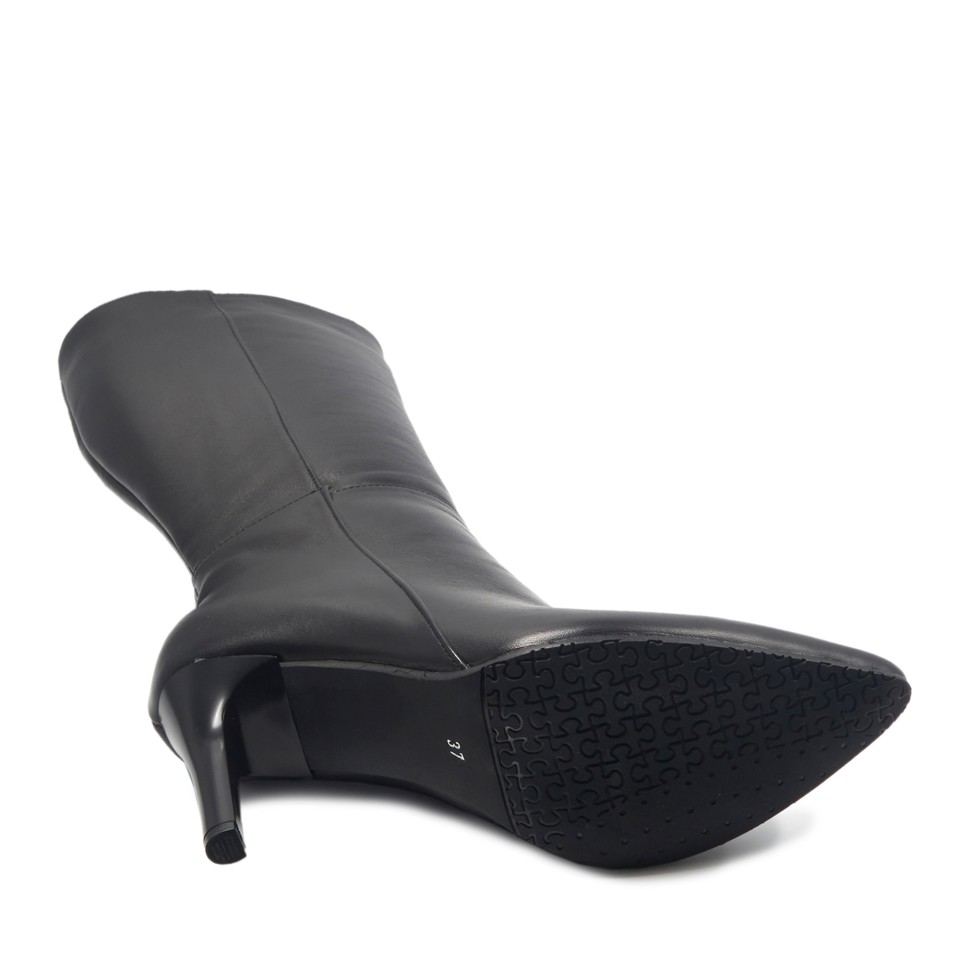 Zeytuk Siyah Klasik Deri Kadın Çizme