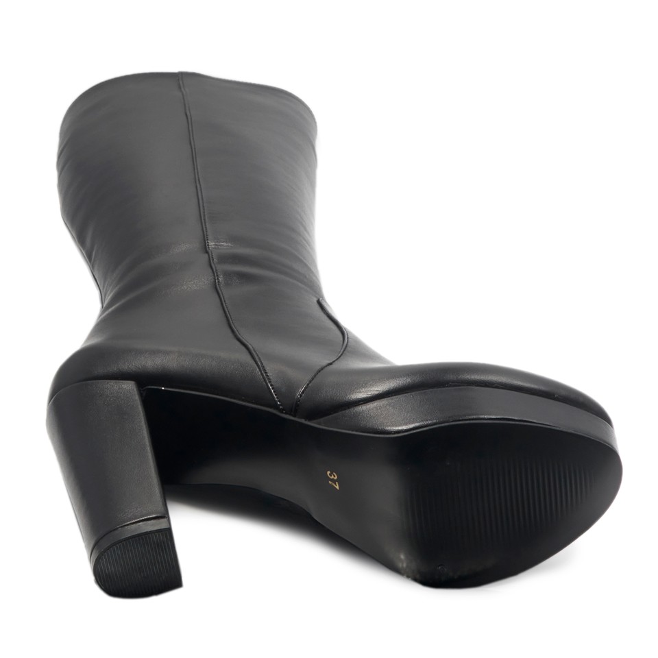 Zeytuk Siyah Klasik Deri Kadın Çizme