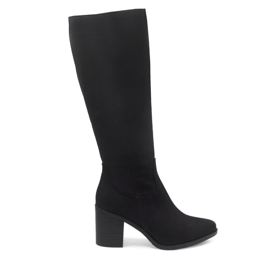 Zeytuk Siyah Klasik Deri Kadın Çizme