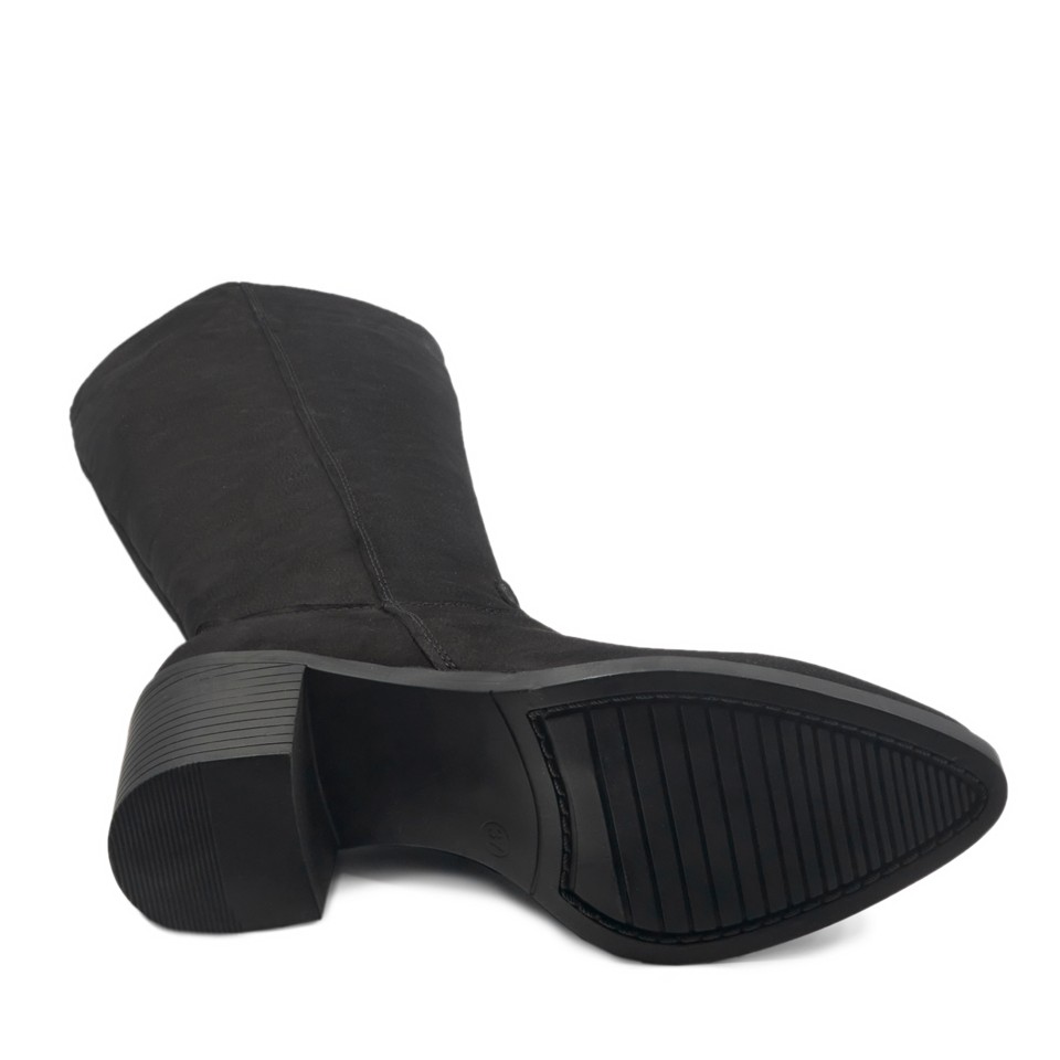 Zeytuk Siyah Klasik Deri Kadın Çizme