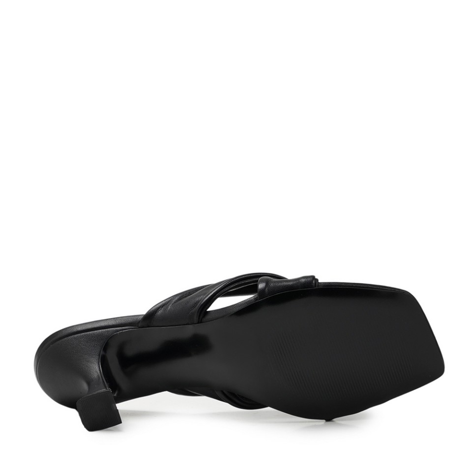 Zeytuk Siyah Klasik Deri Kadın Terlik 