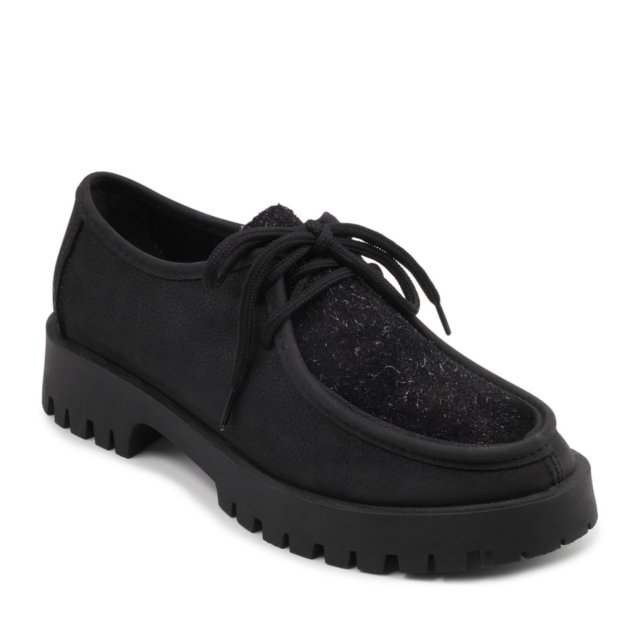 Zeytuk Siyah Nubuk Loafer Kadın Ayakkabı 