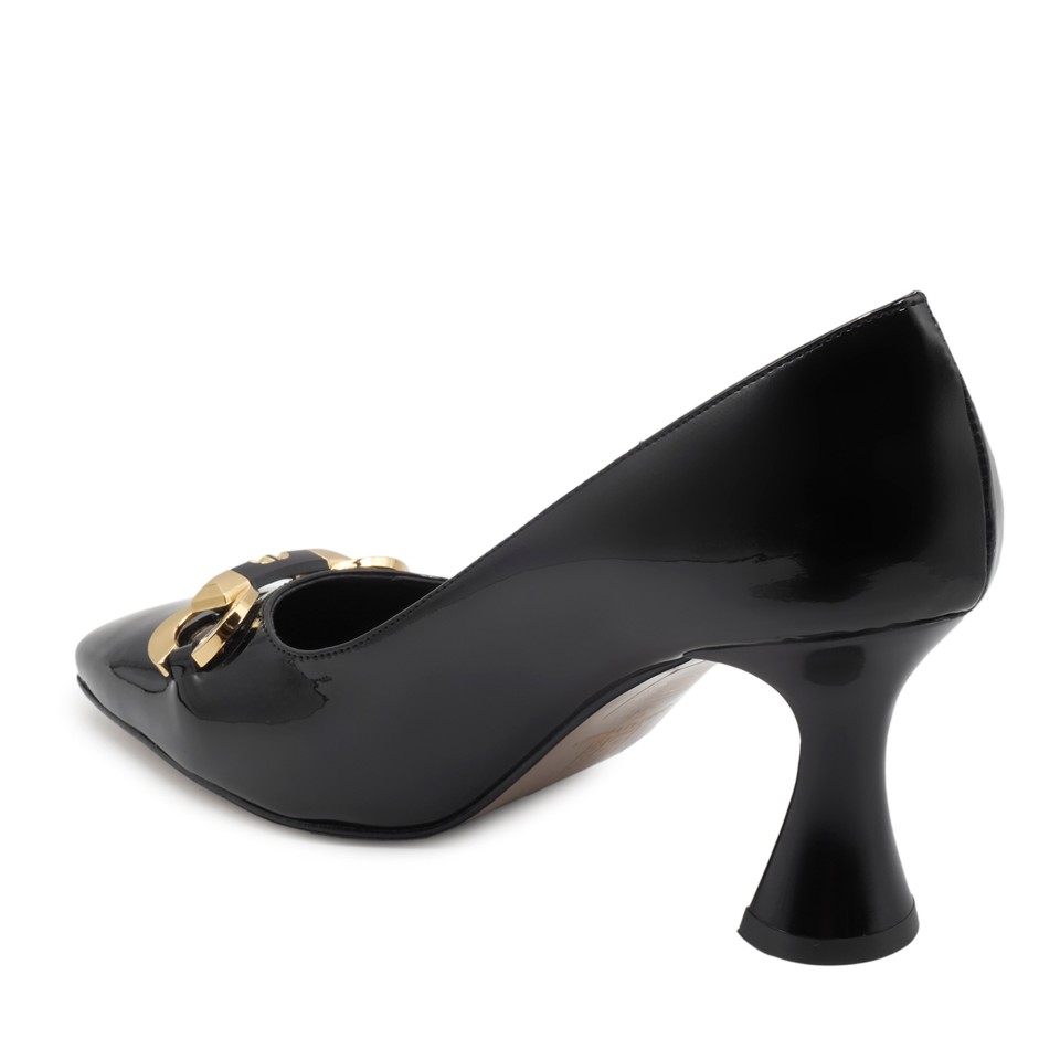 Zeytuk Siyah Rugan Kadın Topuklu Ayakkabı 