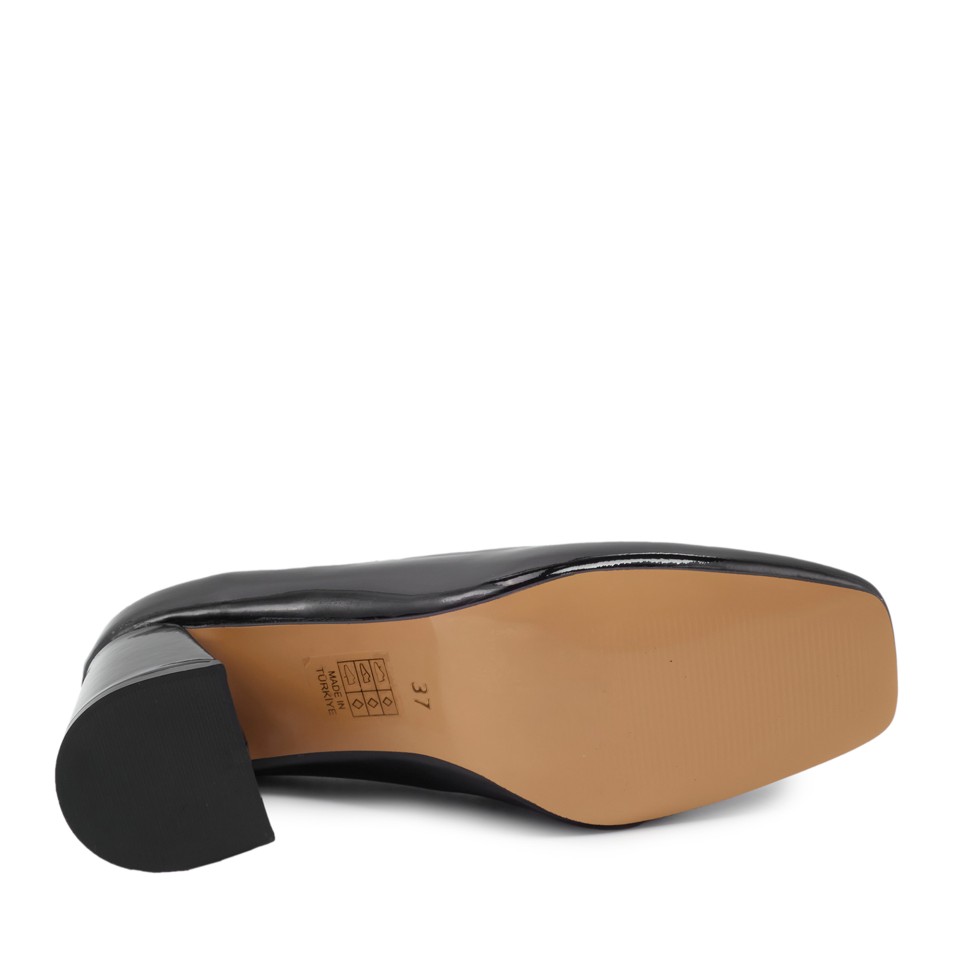 Zeytuk Siyah Rugan Kadın Topuklu Ayakkabı 