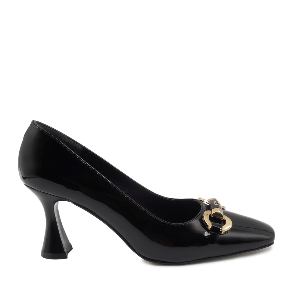 Zeytuk Siyah Rugan Kadın Topuklu Ayakkabı