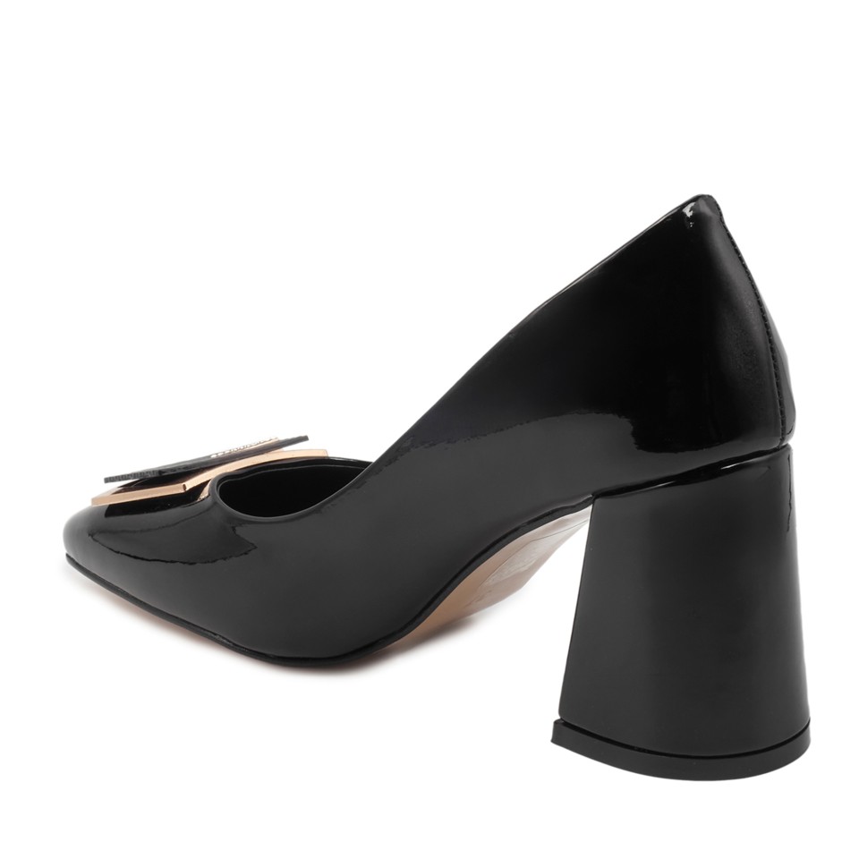 Zeytuk Siyah Rugan Kadın Topuklu Ayakkabı