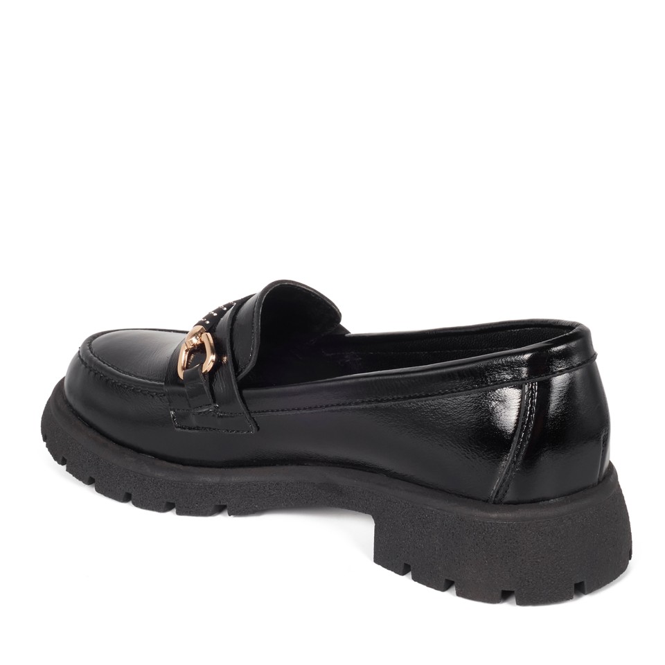 Zeytuk Siyah Rugan Loafer Kadın Ayakkabı