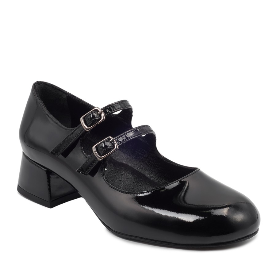 Zeytuk Siyah Rugan Mary Jane Kadın Ayakkabı