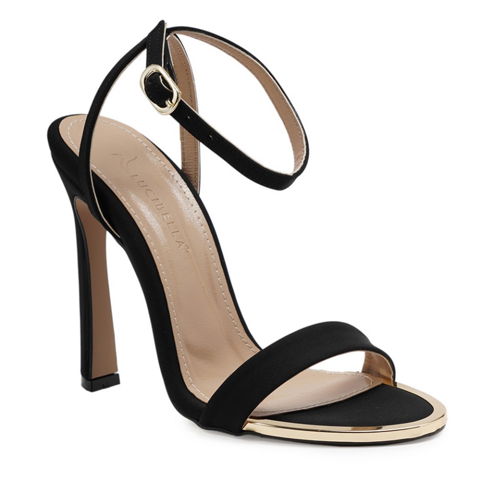 Zeytuk Siyah Saten Kadın Sandalet