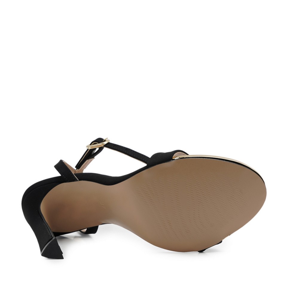 Zeytuk Siyah Saten Kadın Sandalet