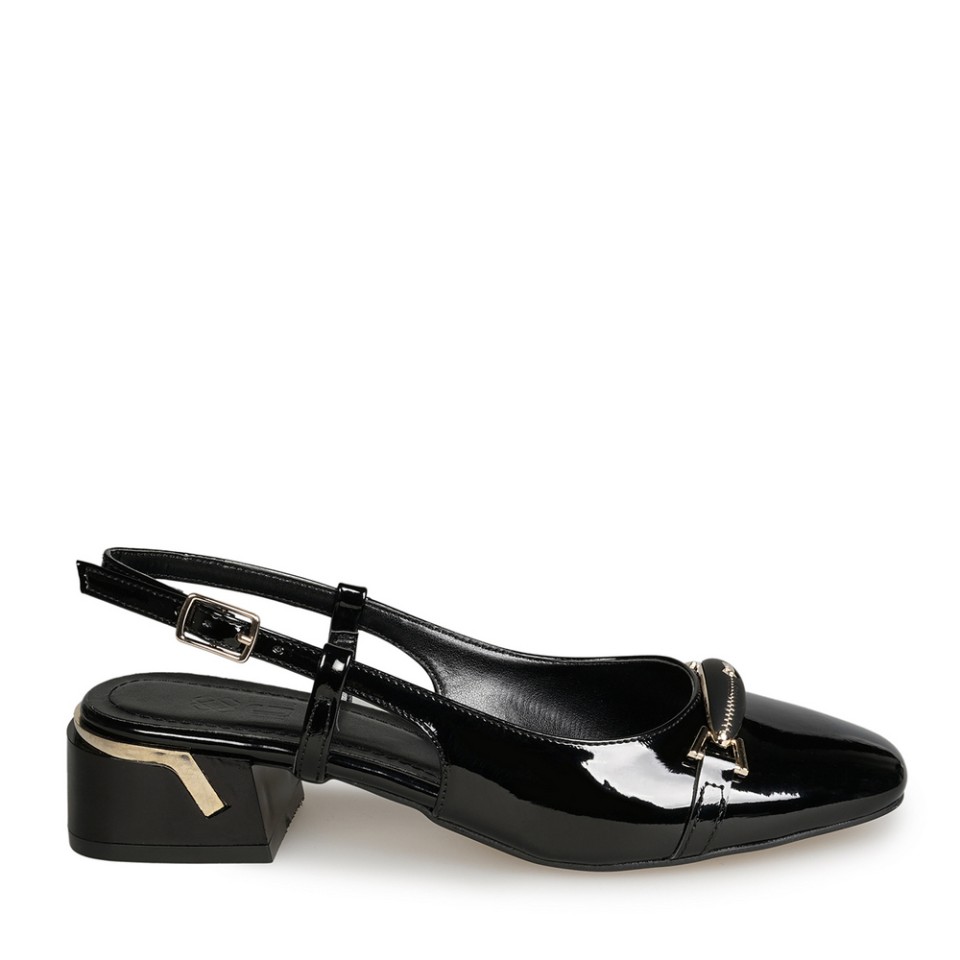 Zeytuk Siyah Slingback Rugan Deri Kadın Ayakkabı