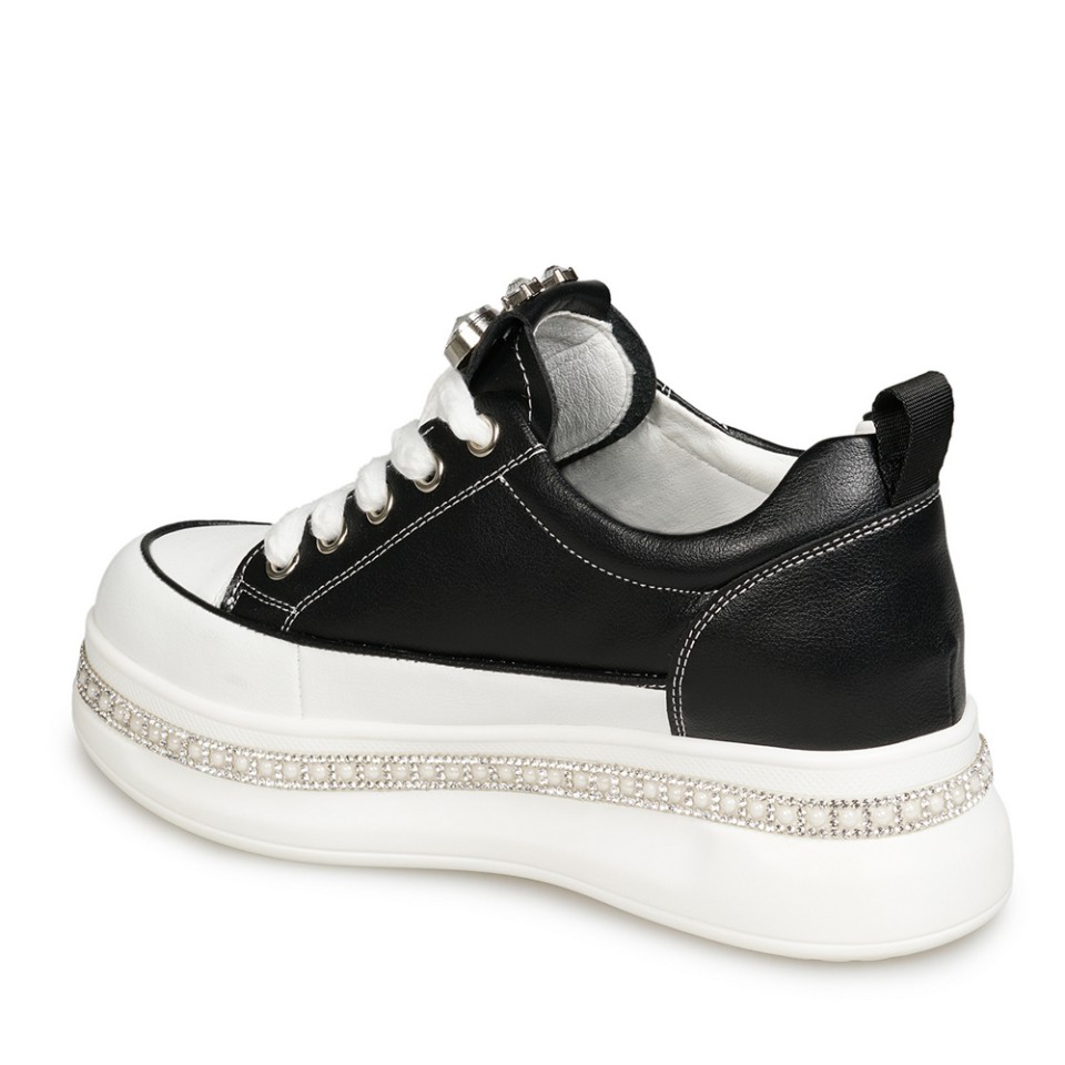 Zeytuk Siyah Sneakers Deri Kadın Ayakkabı 