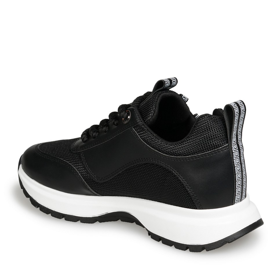 Zeytuk Siyah Sneakers Deri-Tekstil Kadın Ayakkabı 