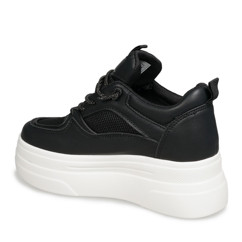 Zeytuk Siyah Sneakers Deri-Tekstil Kadın Ayakkabı 